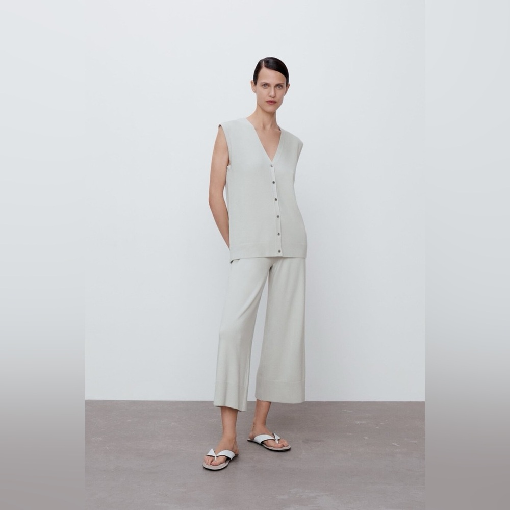 Zara Knit Button Up Vest in Gray (Size:L)